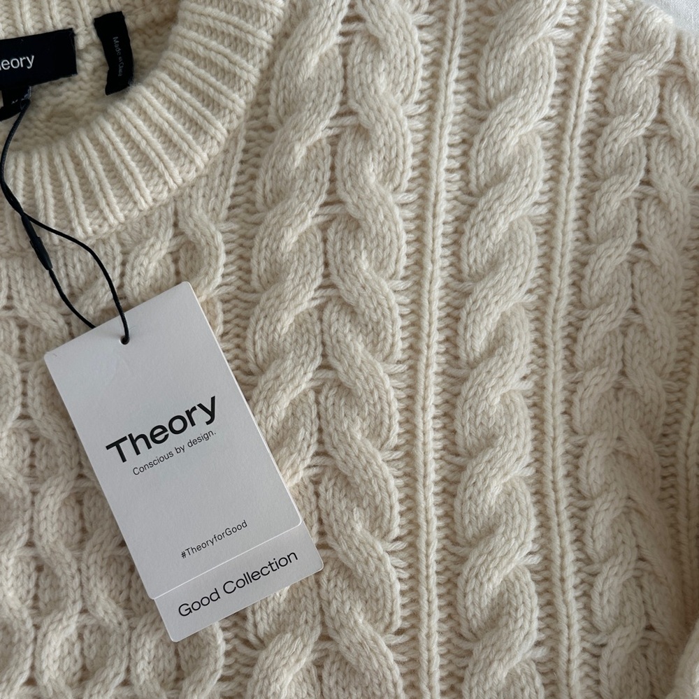 THEORY
Cable Knit Wool-Cashmere Aran Sweater Ivory M - Picture 7 of 11